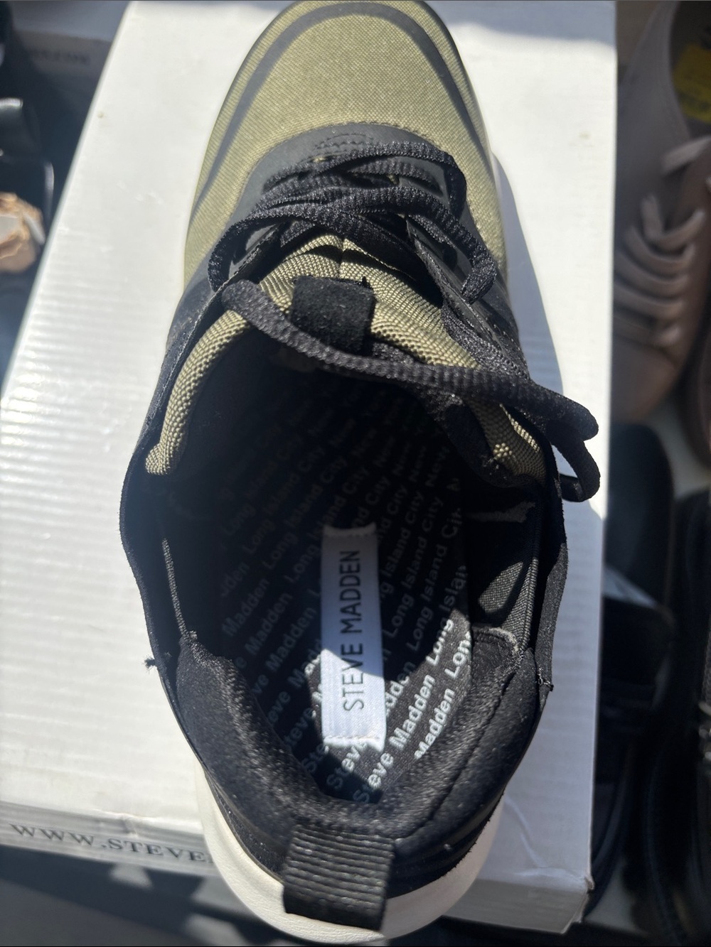 Steve Madden Olive Green and Black Men's Lace-Up Sneakers